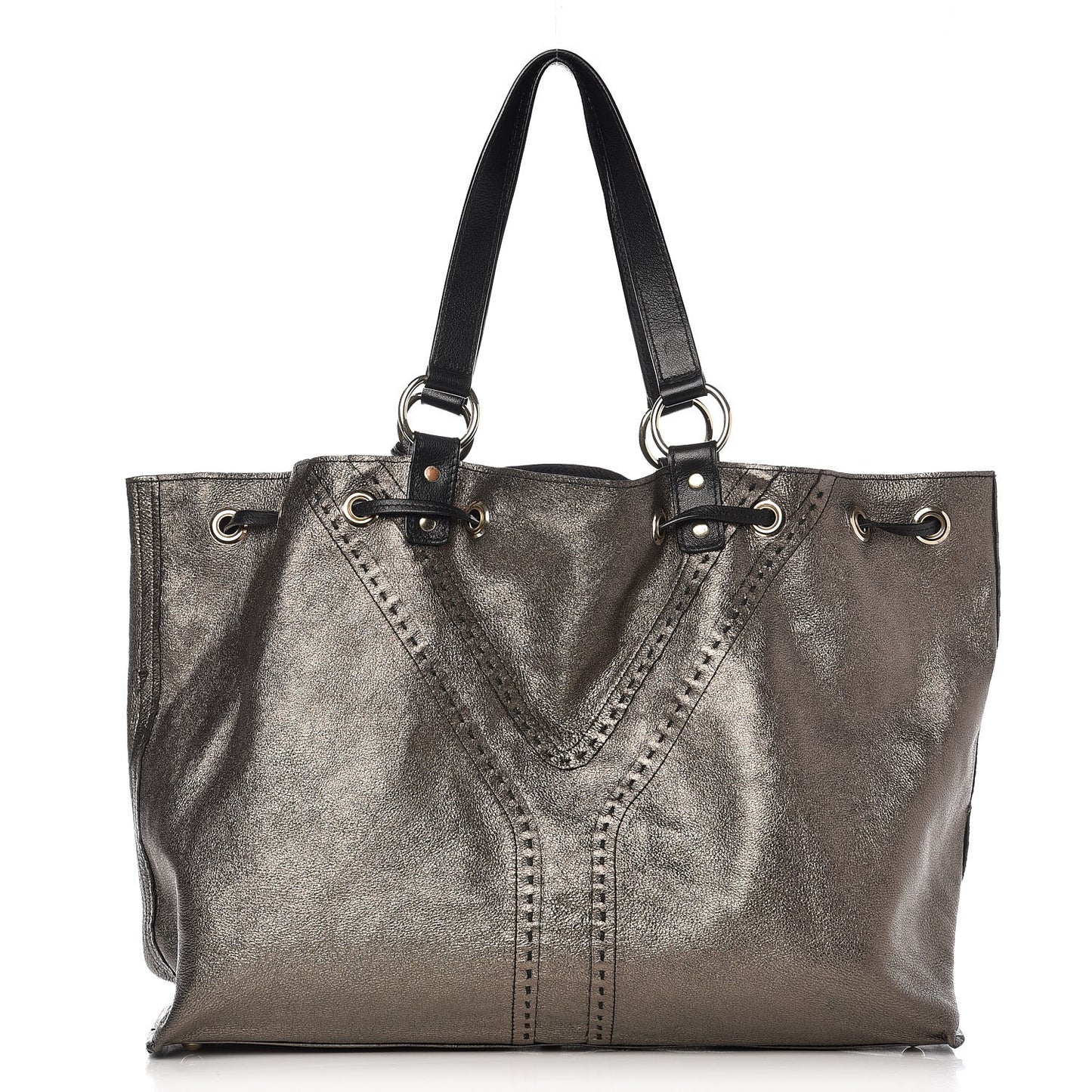 Calfskin Reversible Double Sac Y Tote Bronze Black