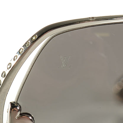 Louis Vuitton Rhinestone Oversized Magnolia Sunglasses ZO374U Black Glitter 6 of 6