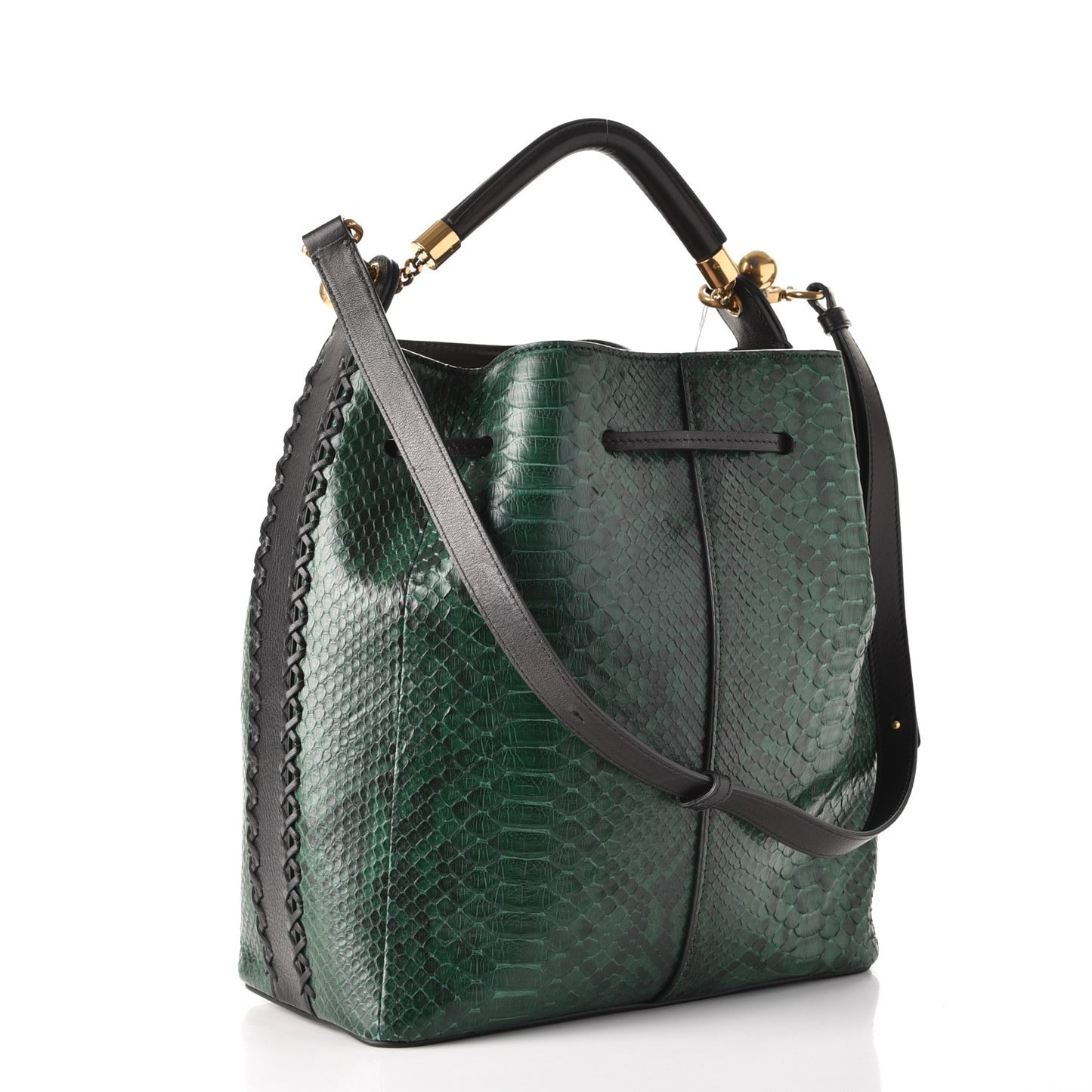 Python Gala Cross-Stitch Bucket Bag Intense Green
