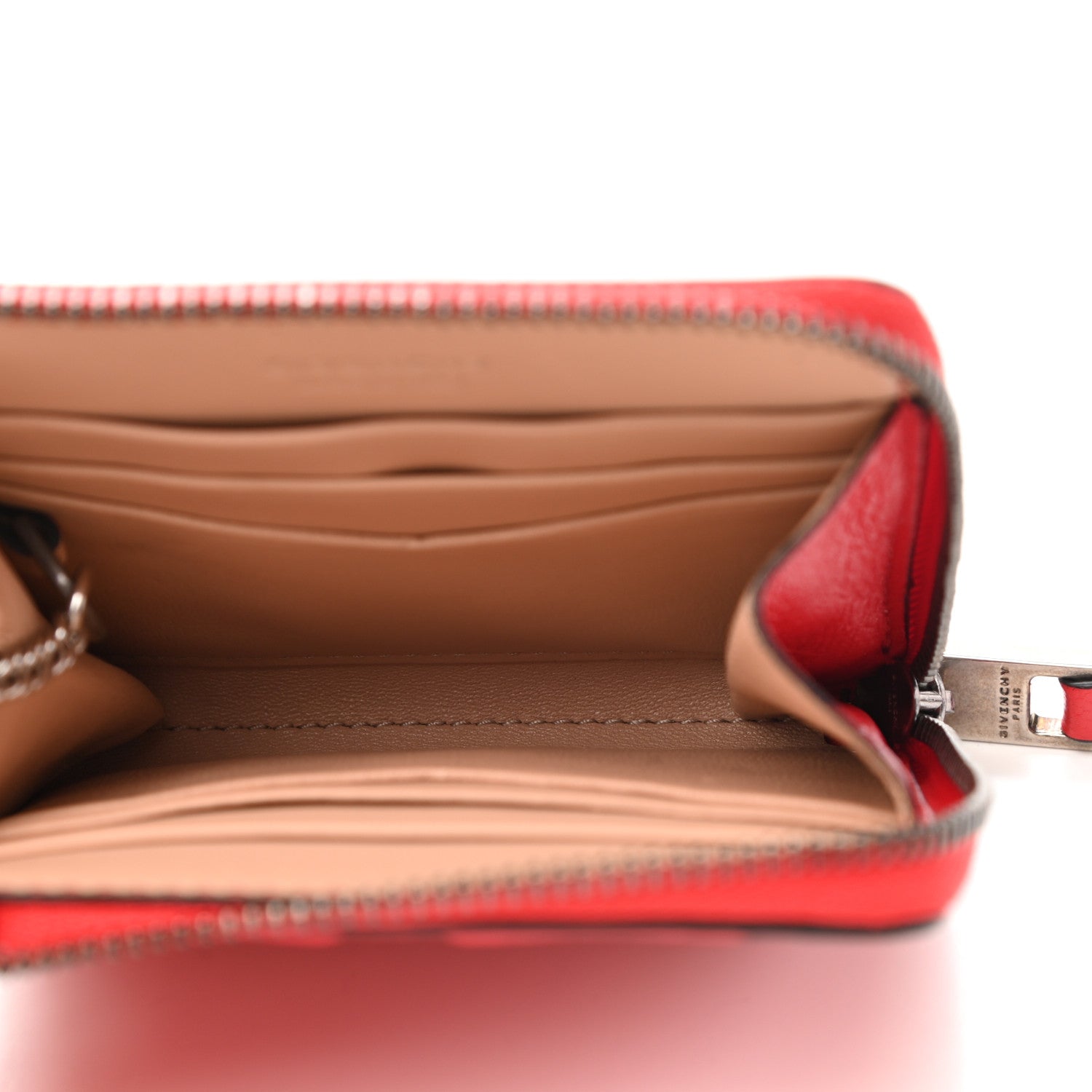 Givenchy Lambskin Logo Zip Around Compact Wallet Coquelicot 5 of 8