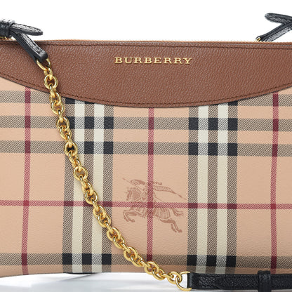 Burberry Haymarket Check Peyton Crossbody Clutch Bag Toffee 9 of 12