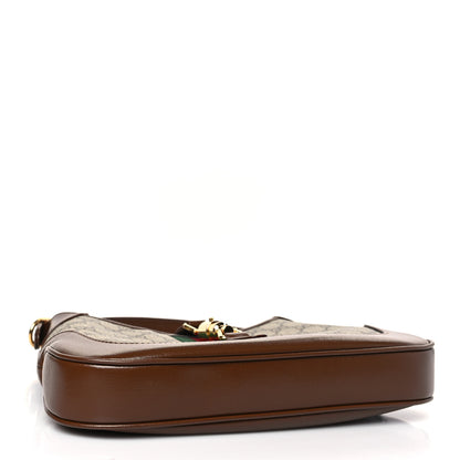 Gucci GG Supreme Monogram Azalea Calfskin Web Small Jackie 1961 Hobo Beige Ebony Brown Sugar 4 of 9