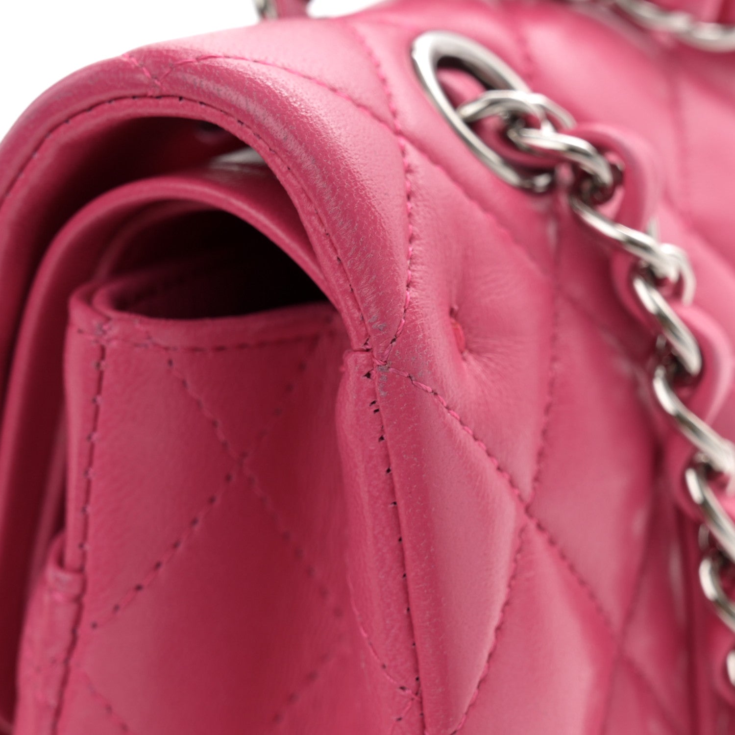 Chanel Lambskin Quilted Medium Double Flap Dark Pink 13 of 13