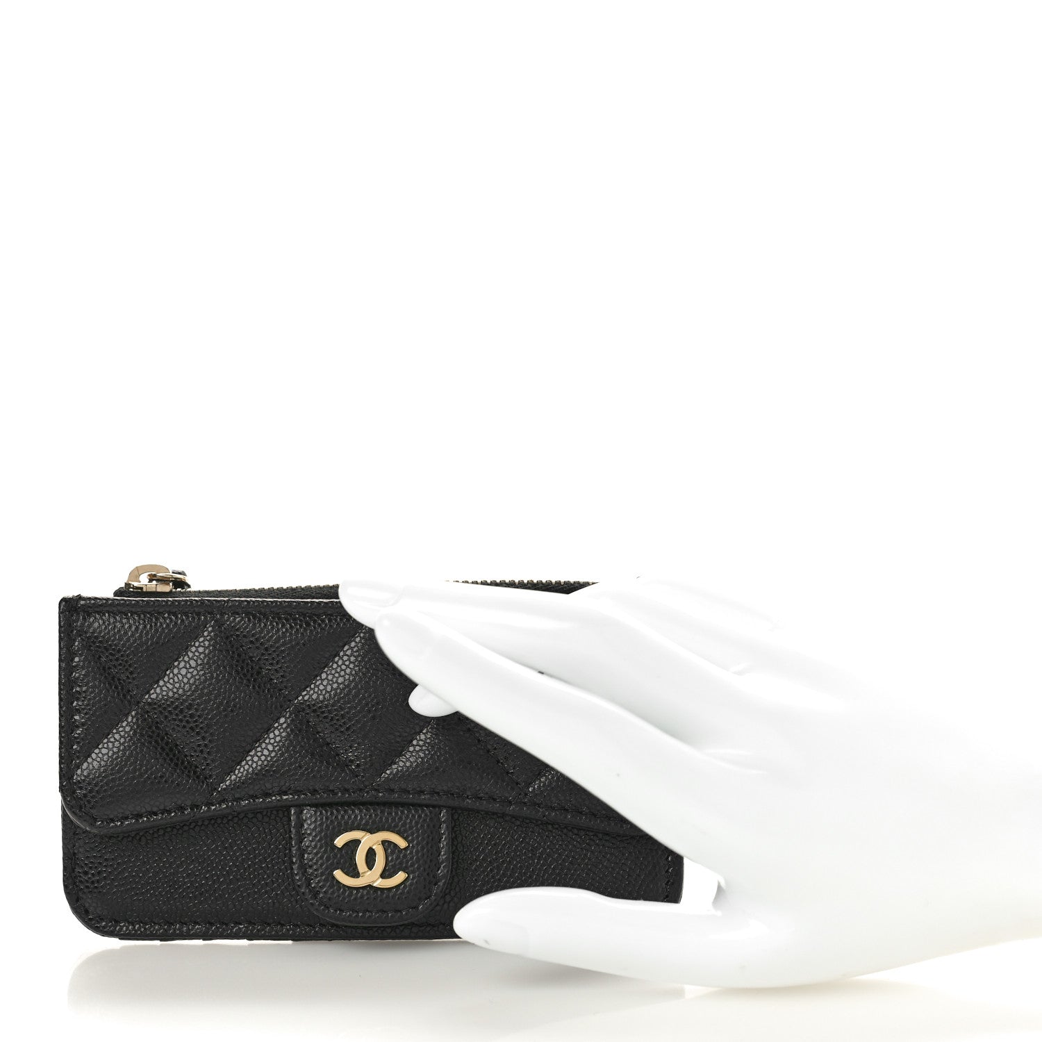 Chanel Caviar Quilted Flap Zip Card Holder Black 2 of 9
