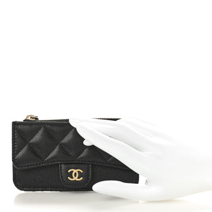 Chanel Caviar Quilted Flap Zip Card Holder Black 2 of 9