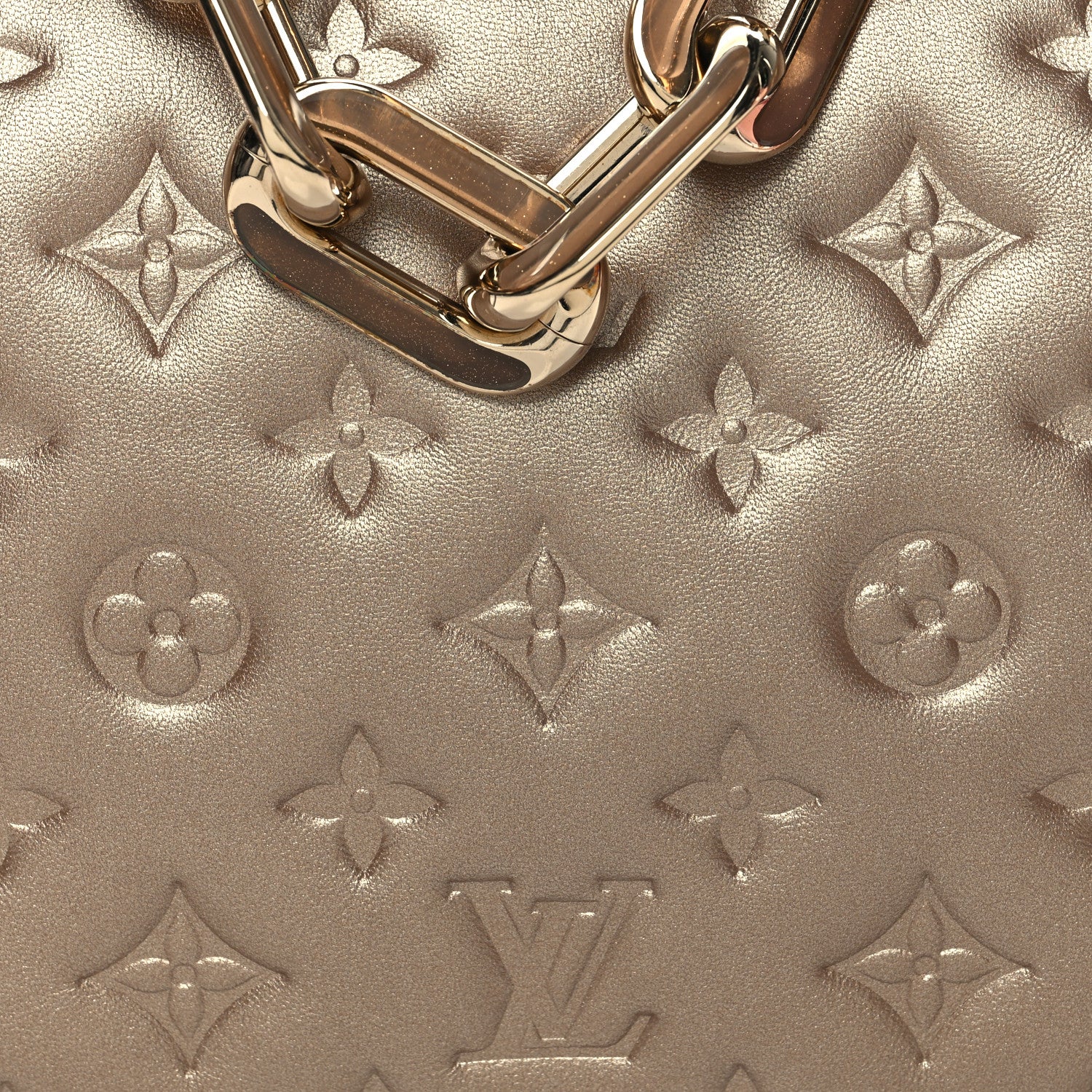 Louis Vuitton Metallic Lambskin Embossed Monogram Coussin BB Light Gold 8 of 10