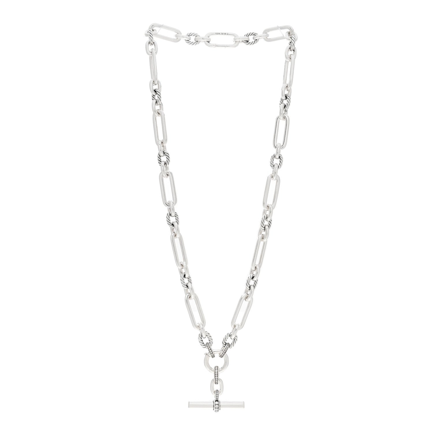 David Yurman Sterling Silver Diamond Lexington Chain Necklace 3 of 4