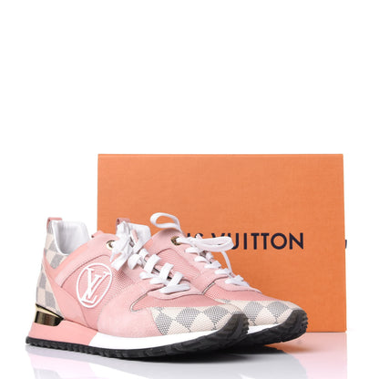 Louis Vuitton Suede Damier Azur Run Away Sneakers 37.5 Pink 11 of 11