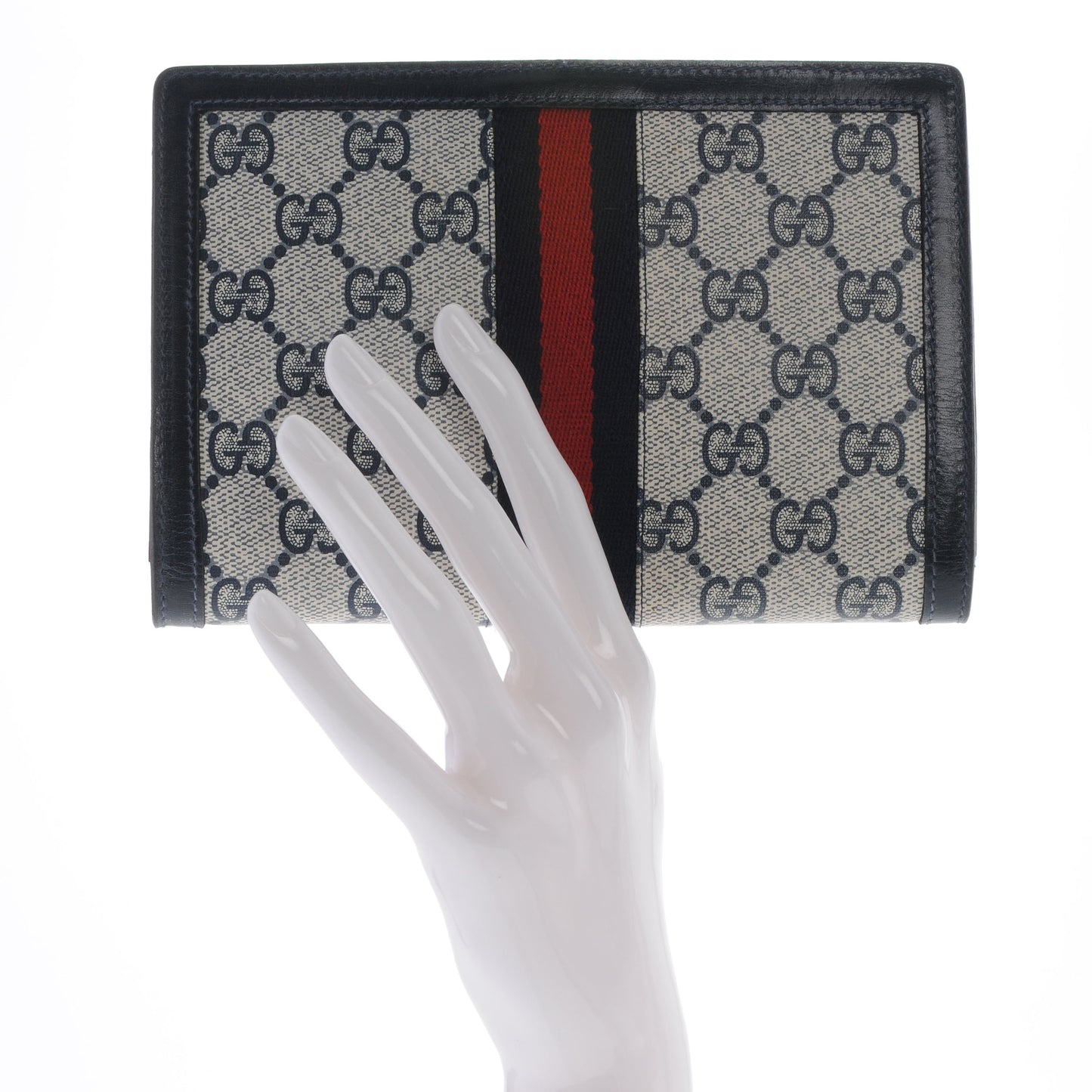 Monogram Web Cosmetic Case Accessories Pouch Navy