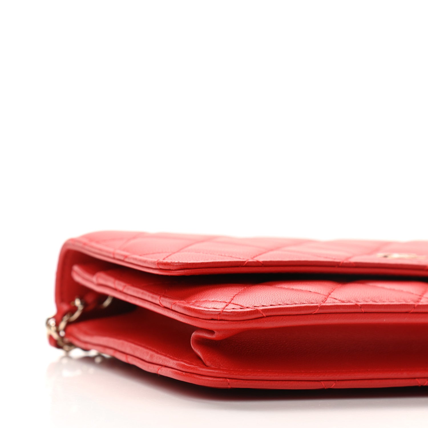 Chanel Lambskin Quilted Wallet on Chain WOC Red 9 of 11