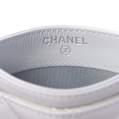 Chanel Aged Calfskin Quilted Gabrielle Card Holder Wallet Light Blue 6 of 9