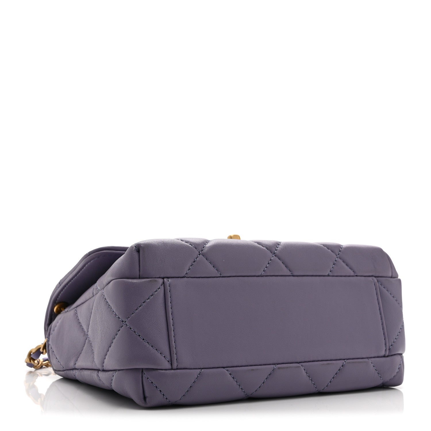 Chanel Shiny Lambskin Quilted Mini Pearl Logo Flap Light Purple 4 of 10