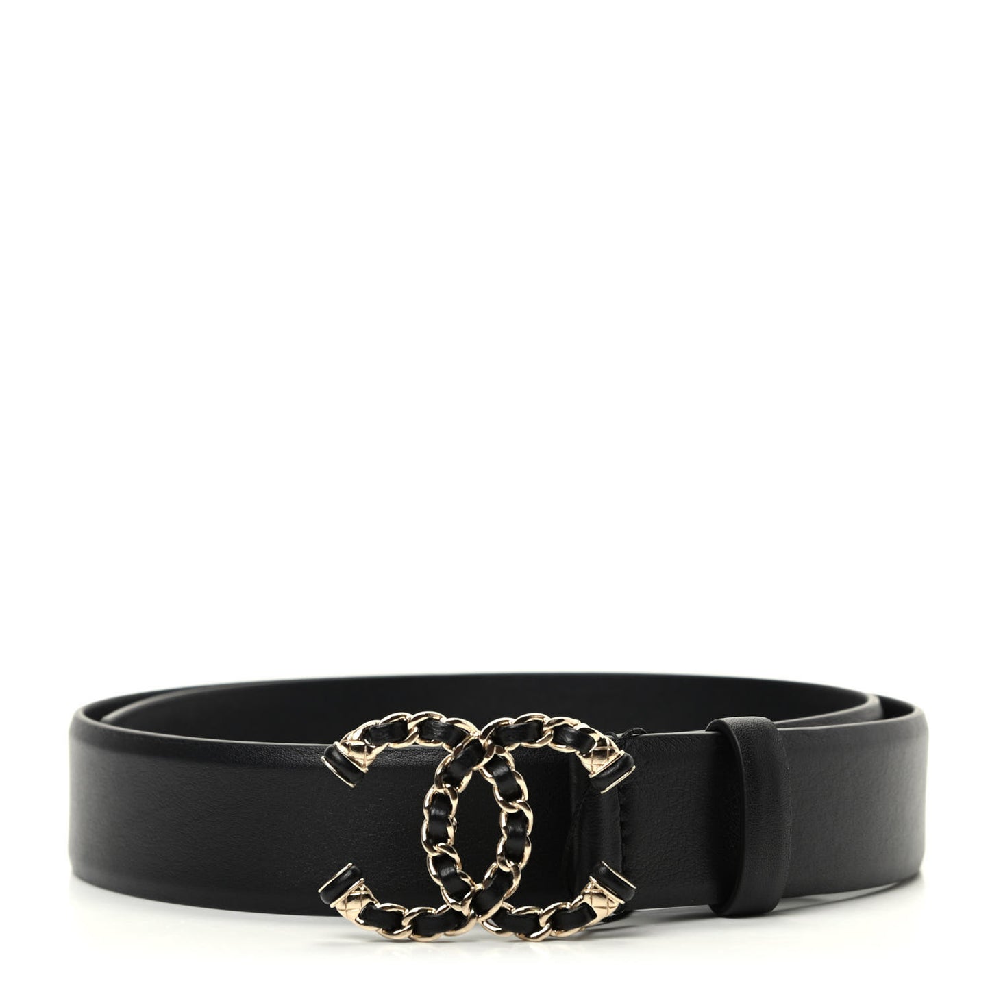 Calfskin CC Chain Belt 75 30 Black