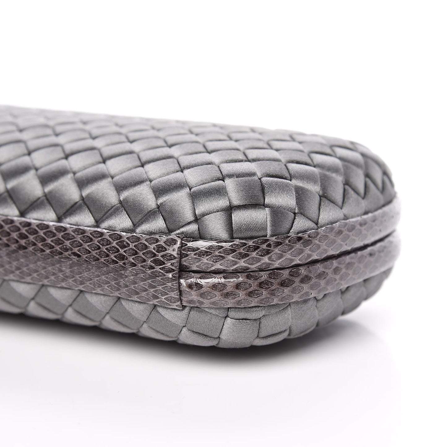 Satin Intreccio Impero Ayers Stretch Knot Clutch Grey