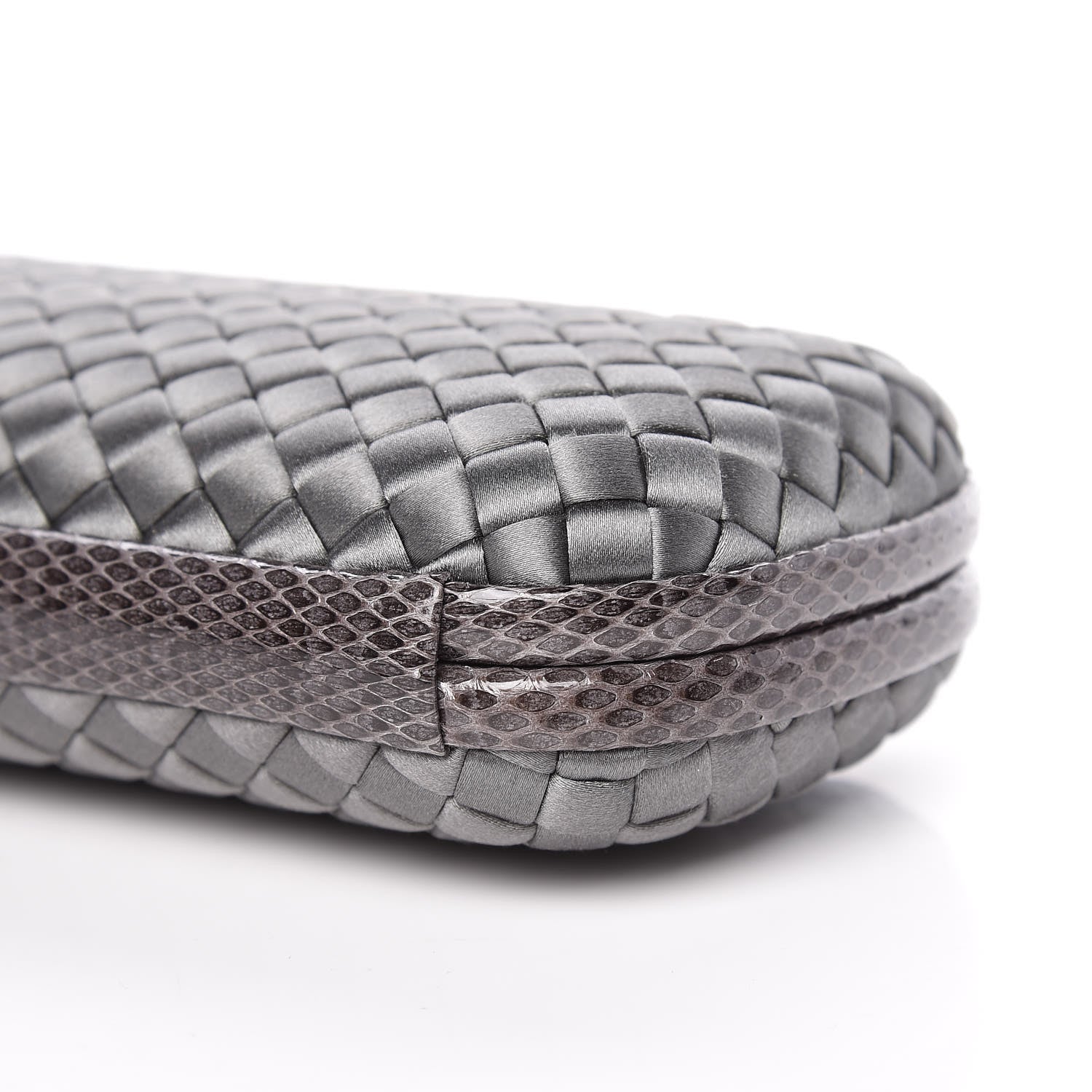 Bottega Veneta Satin Intreccio Impero Ayers Stretch Knot Clutch Grey 8 of 12