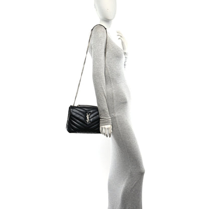Saint Laurent Calfskin Y Quilted Monogram Small Loulou Chain Satchel Black 2 of 10