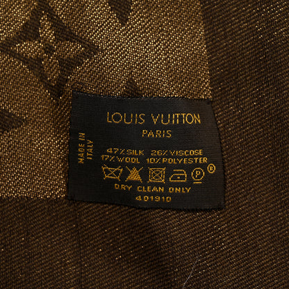 Louis Vuitton Silk Lurex Wool Monogram Shine Shawl Brown 3 of 5