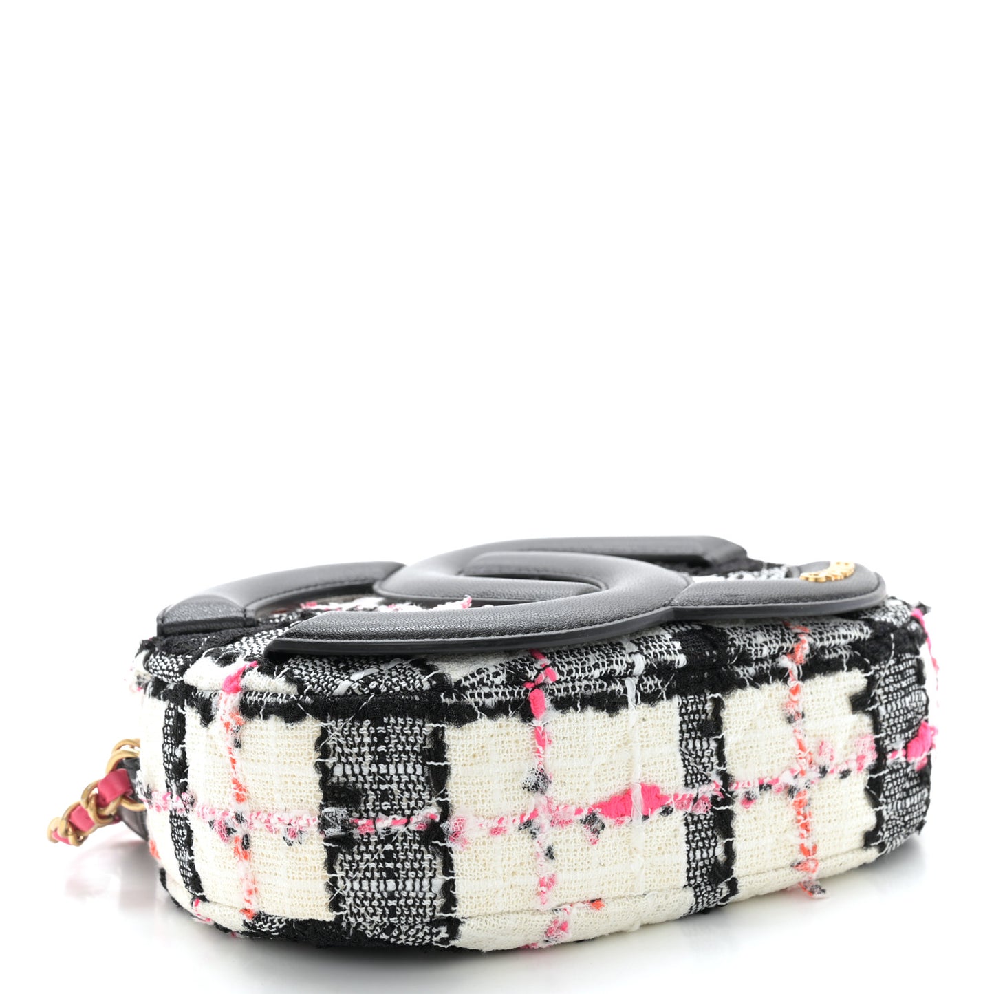 Tweed Lambskin Quilted Coco Midnight Camera Case White Black Multicolor