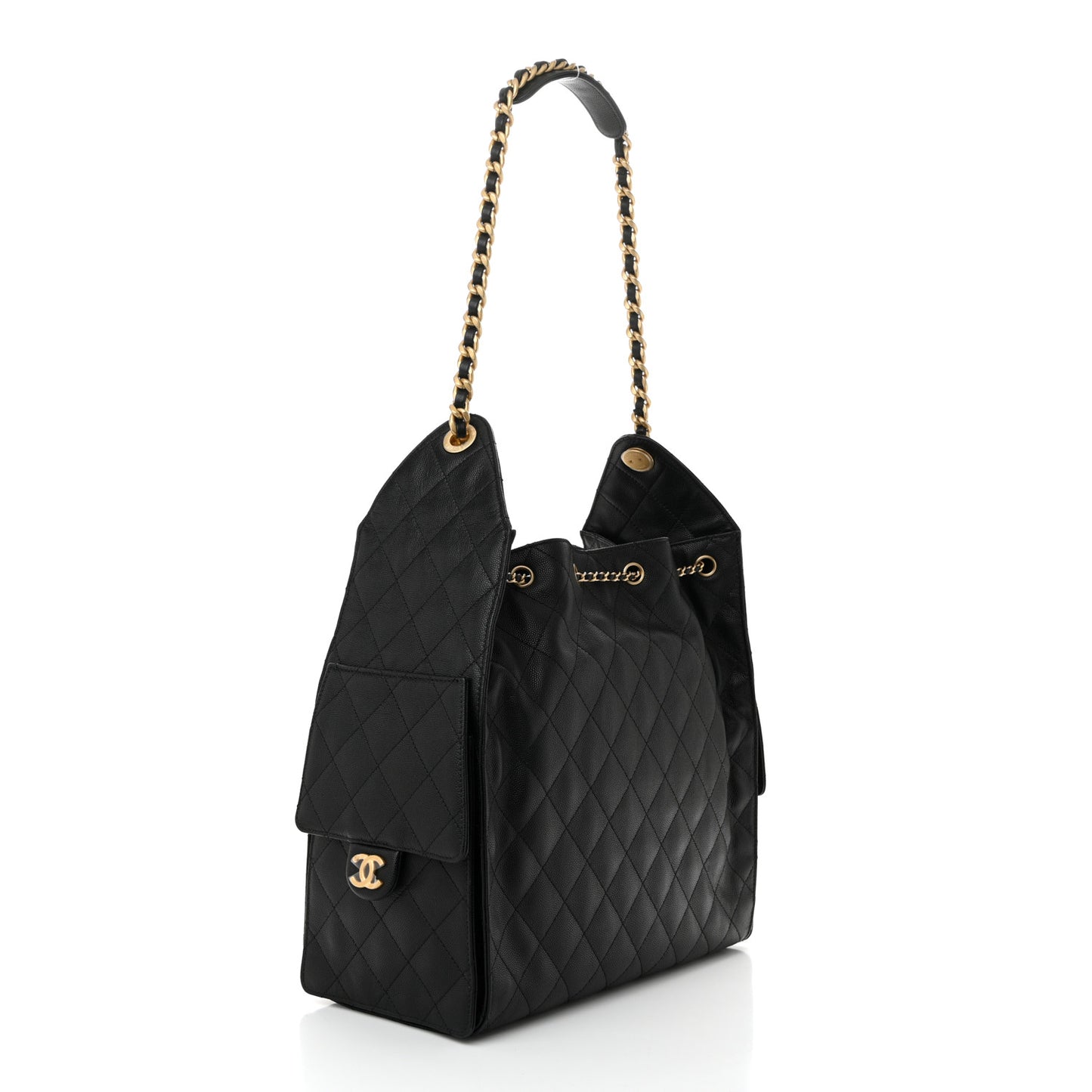 Caviar Quilted Medium Chanel 25 Handbag Black