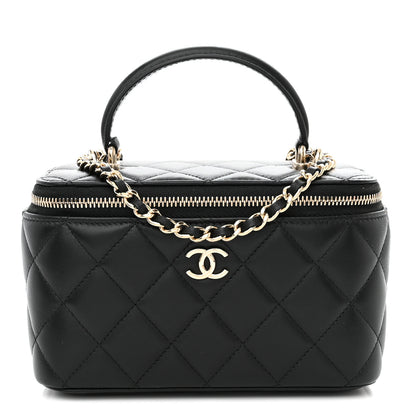 Chanel Lambskin Quilted Small Top Handle Vanity Case With Chain Black 1 of 12