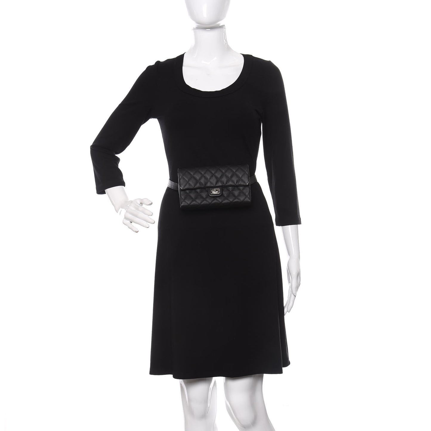 Grained Calfskin Quilted 2.55 Reissue Flap Belt Bag Clutch Black