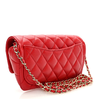 Chanel Caviar Quilted Glasses Case With Chain Red 3 of 10