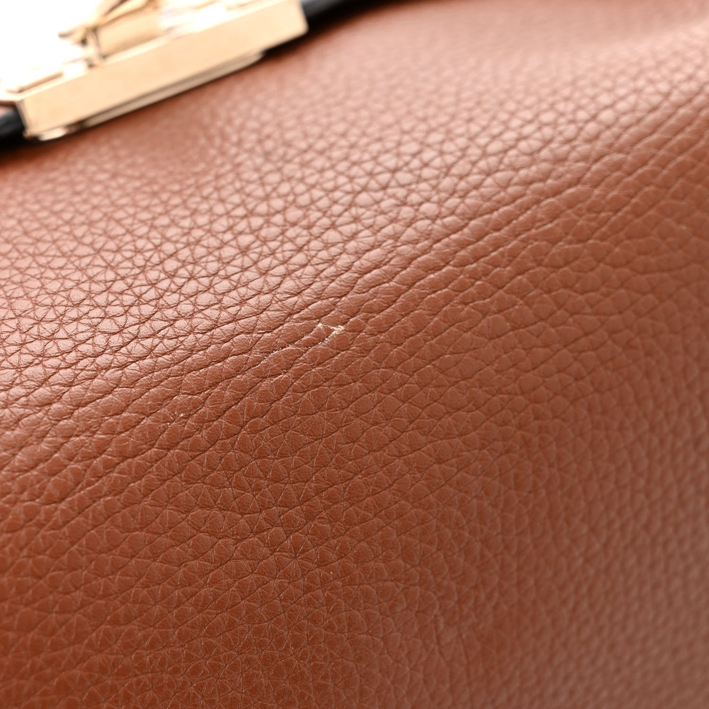 Pebbled Calfskin Medium Rockstud Top Handle Shoulder Bag Cognac