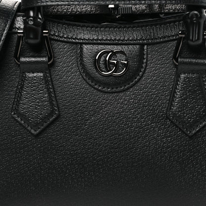 Gucci Textured Dollar Calfskin Web Monochrome Mini Diana Tote Bag Black 7 of 9
