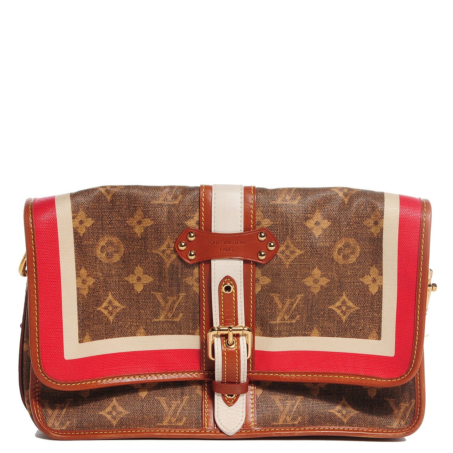 Monogram Rayures Tisse Clutch Red