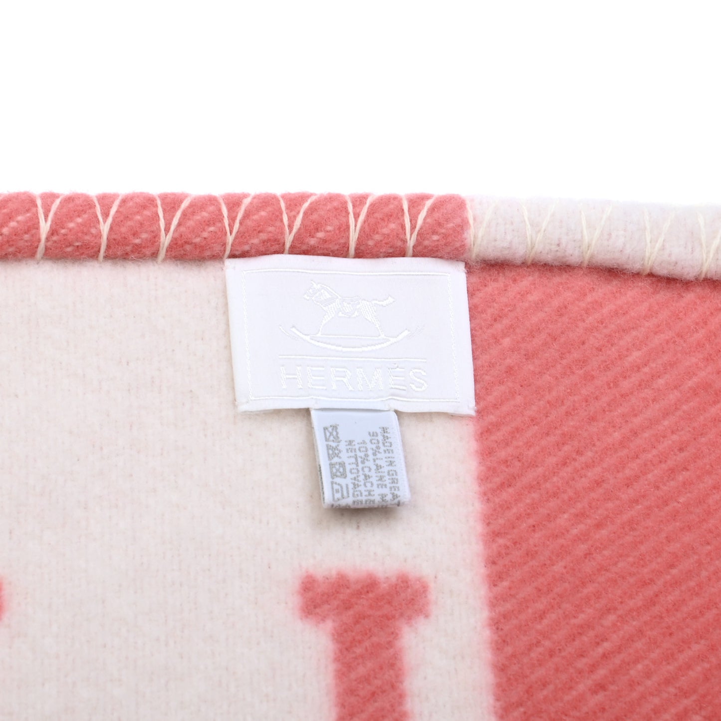 Wool Cashmere Avalon Baby Blanket Rose Airelle White