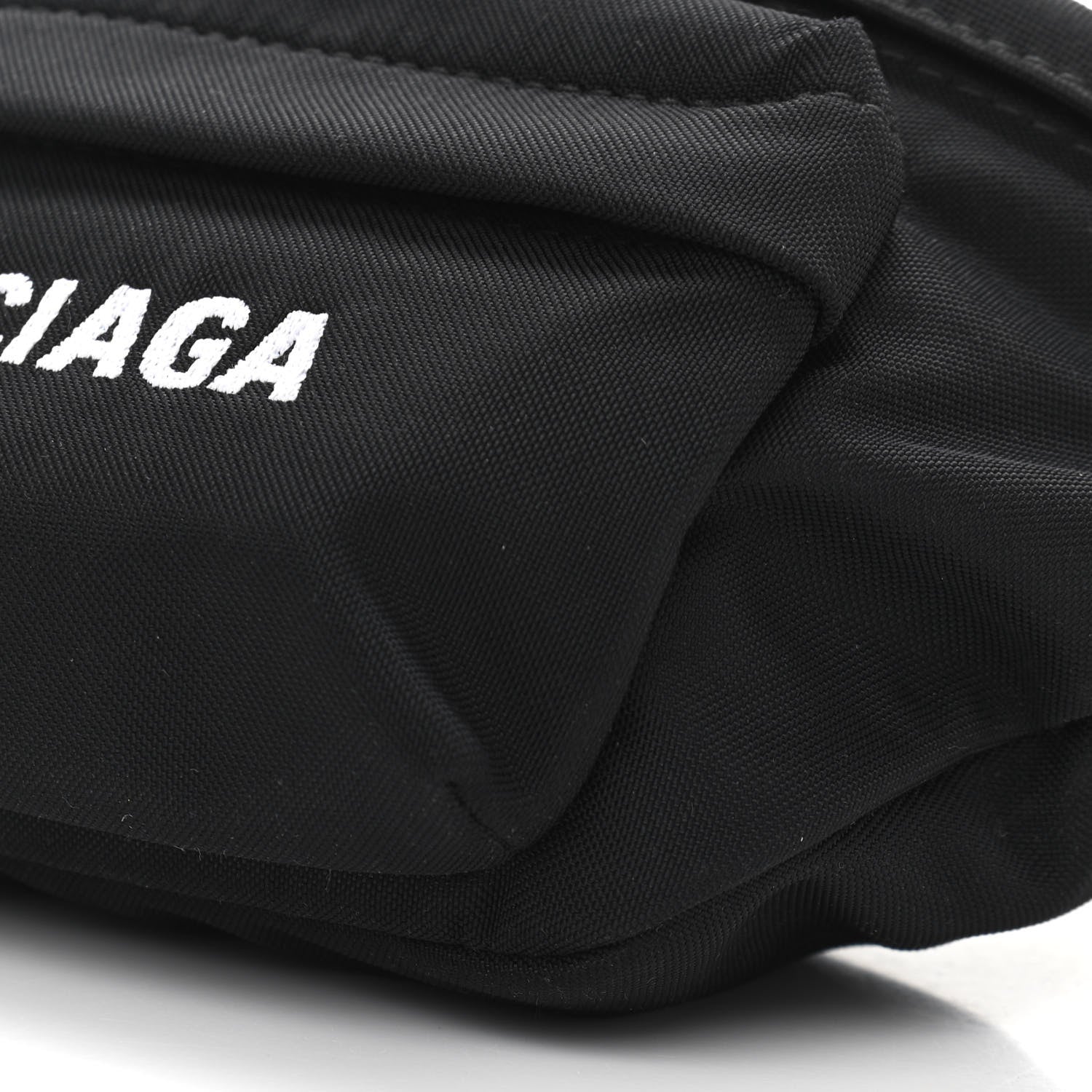 Balenciaga Sport Nylon Logo Embroidered Wheel Belt Bag Black White 10 of 11