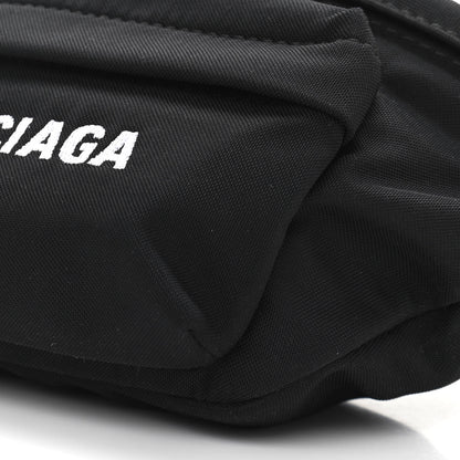 Balenciaga Sport Nylon Logo Embroidered Wheel Belt Bag Black White 10 of 11