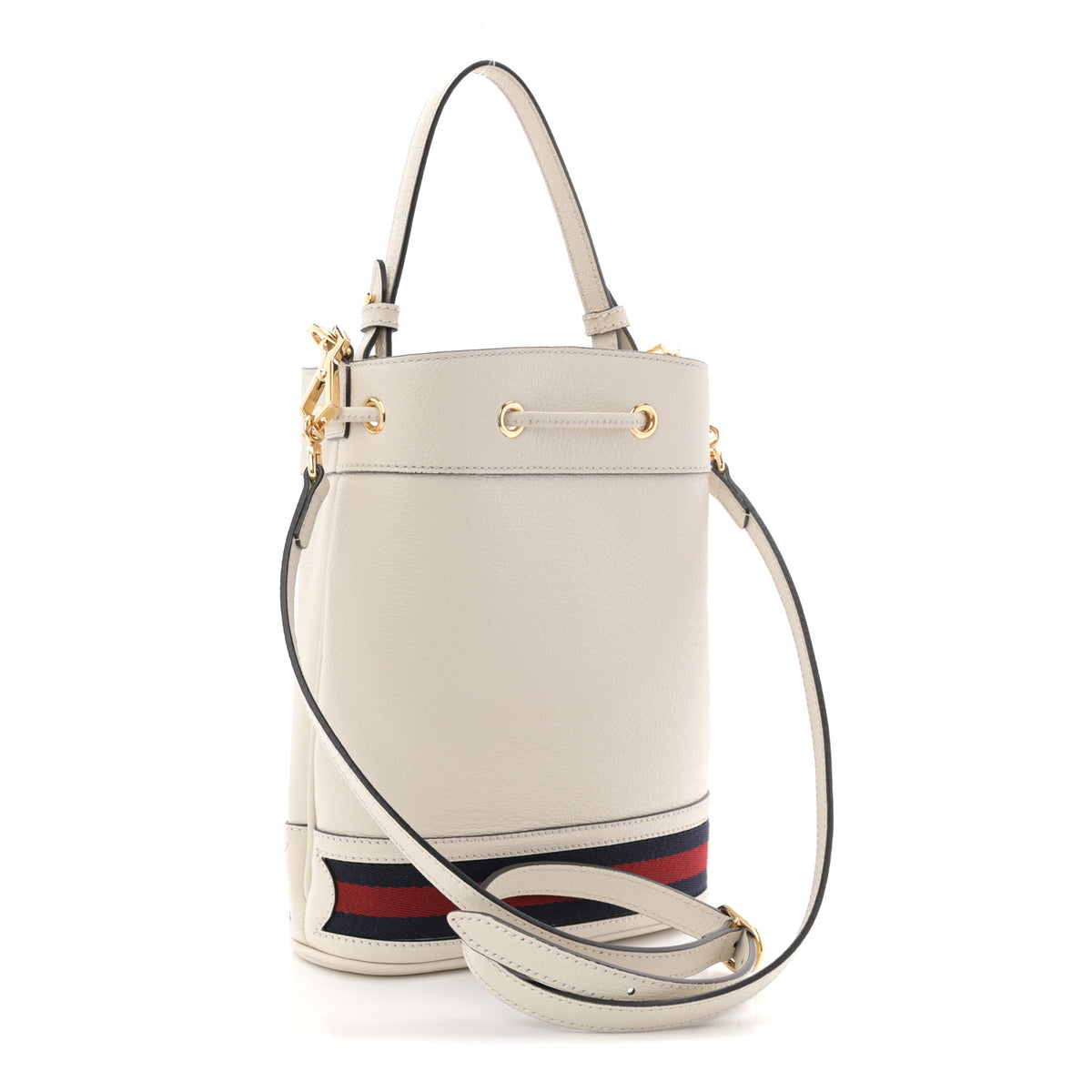 Gucci Glazed Textured Calfskin Web Small Ophidia Bucket Bag Mystic White 3 of 12