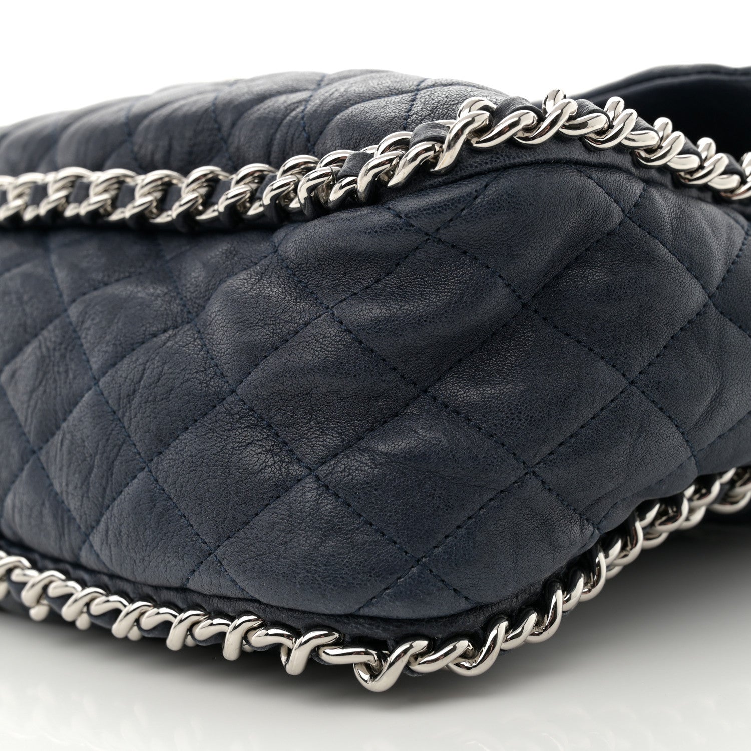 Chanel Washed Lambskin Quilted Maxi Chain Around Flap Navy Blue 10 of 11