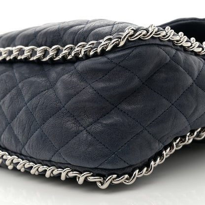 Chanel Washed Lambskin Quilted Maxi Chain Around Flap Navy Blue 10 of 11