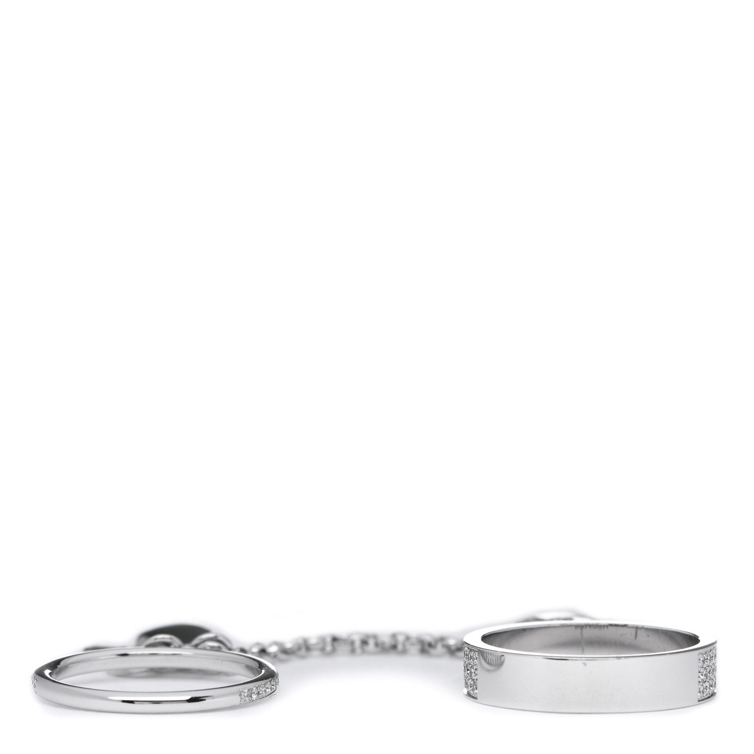 Hermes 18K White Gold Diamond Kelly Clochette Double Ring 52 6 3 of 7