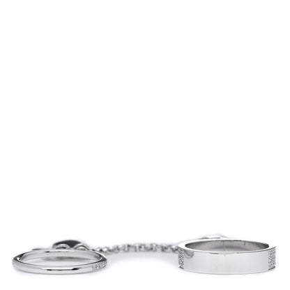 Hermes 18K White Gold Diamond Kelly Clochette Double Ring 52 6 3 of 7