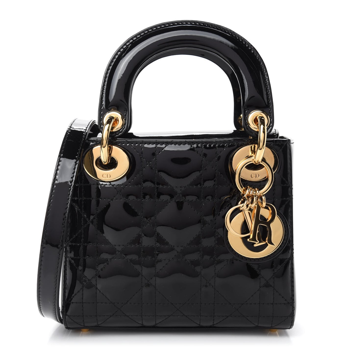 Patent Cannage Mini Lady Dior Black