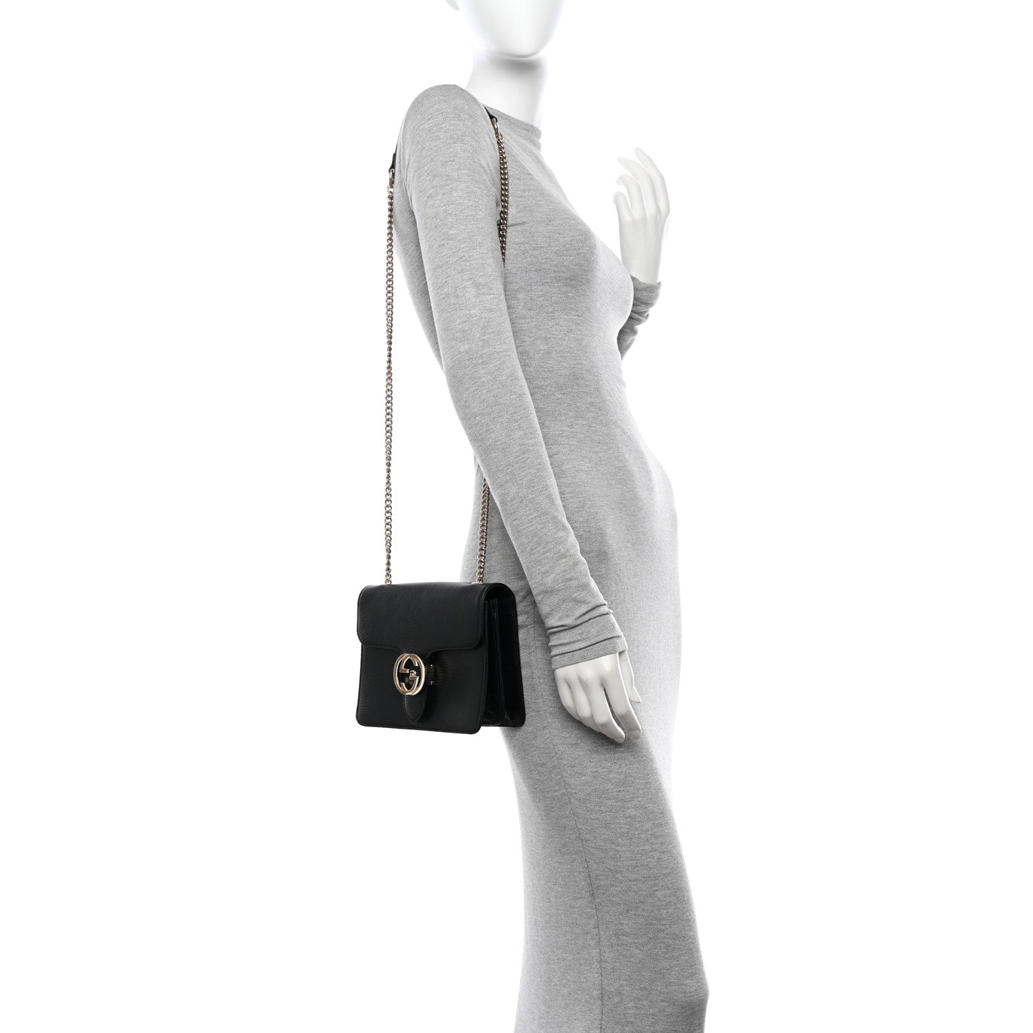 Gucci Dollar Calfskin Small Interlocking G Shoulder Bag Black 2 of 10