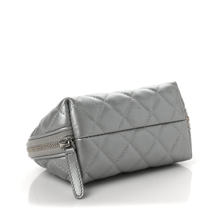 Chanel Metallic Lambskin Quilted Reissue Cosmetic Case Silver 4 of 8