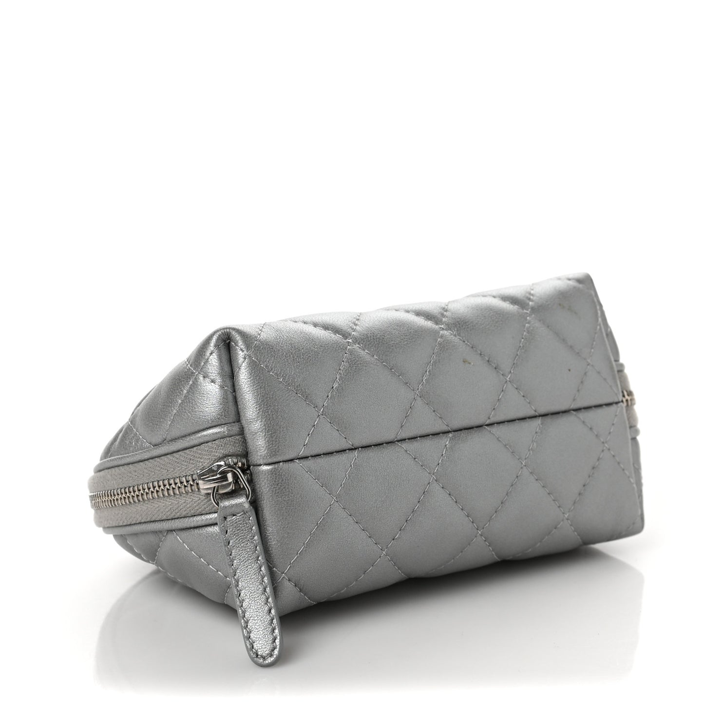 Metallic Lambskin Quilted Reissue Cosmetic Case Silver