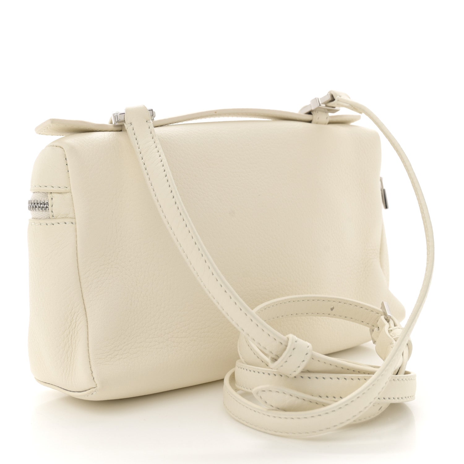 Loro Piana Grained Calfskin L19 Extra Pocket Pouch Whisper White