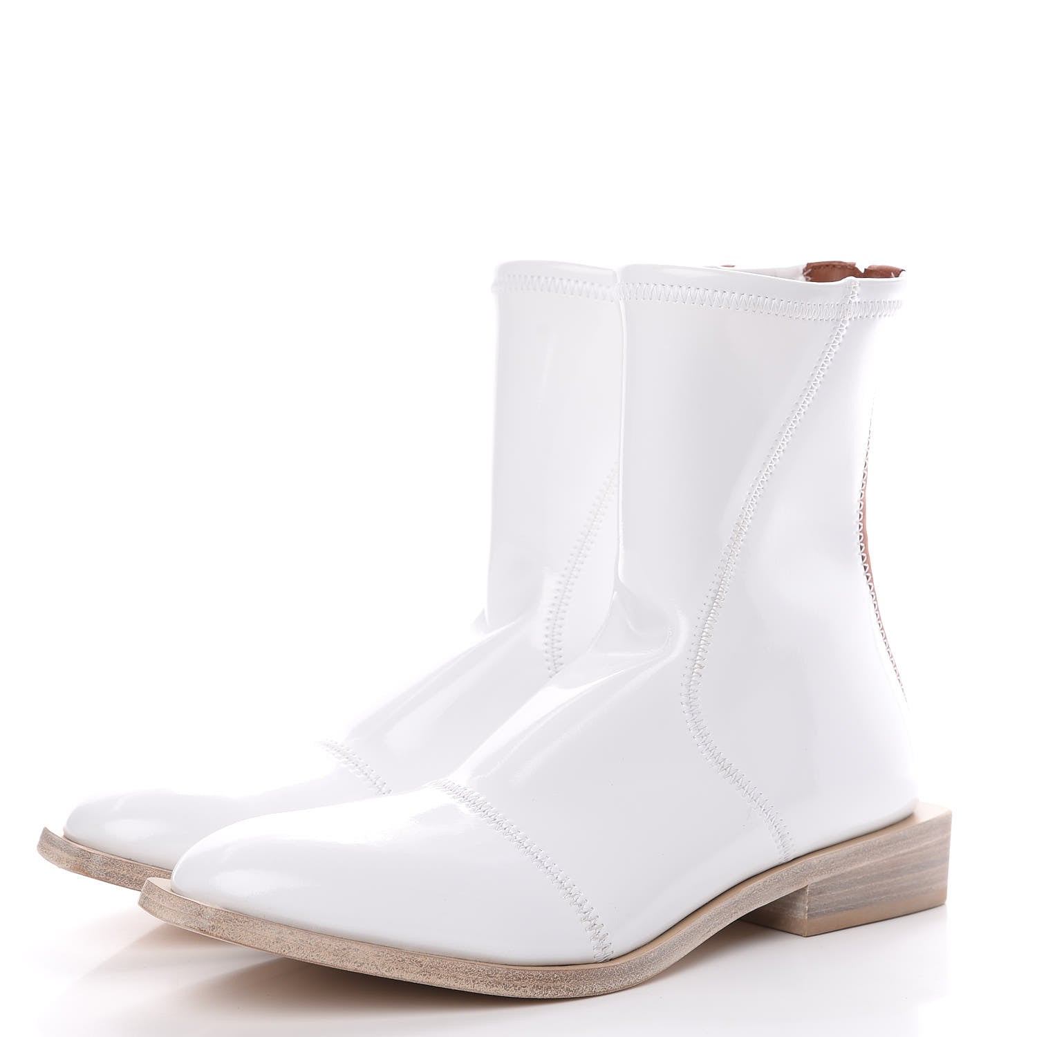 Fendi Glossy Neoprene FFrame Low Ankle Boots 38.5 White 3 of 7