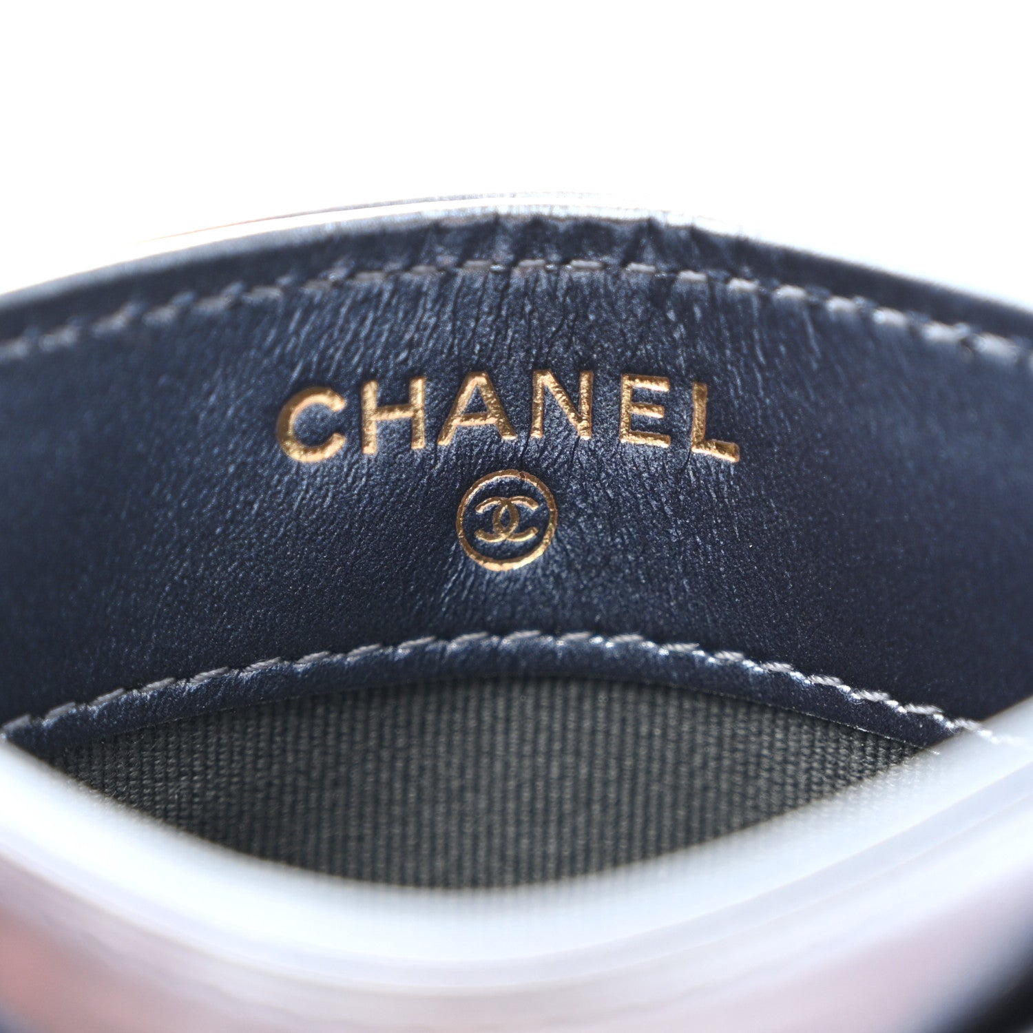 Chanel Metallic Lambskin Quilted Card Holder Wallet Dark Blue 6 of 9