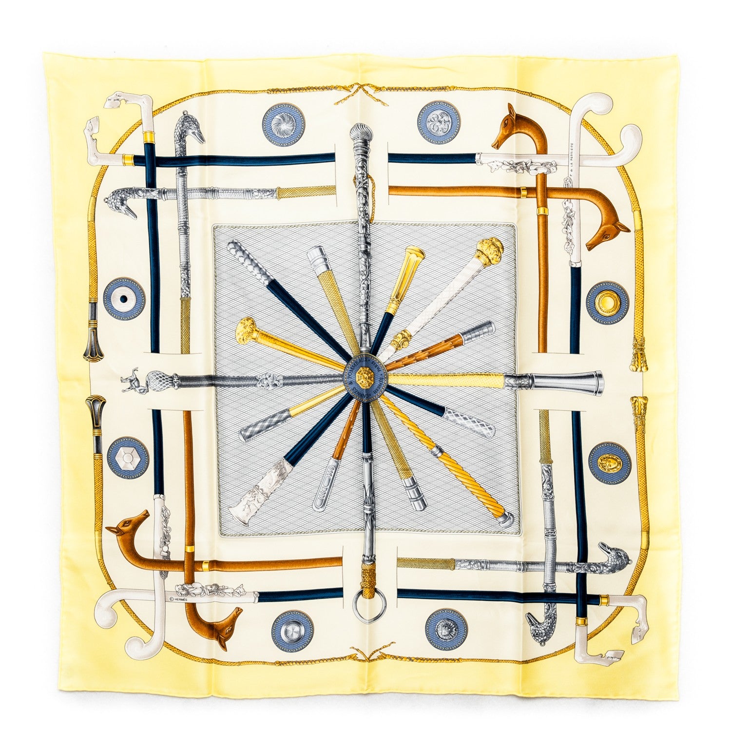 Hermes Silk Cannes Et Pommeaux Scarf 70 1 of 6