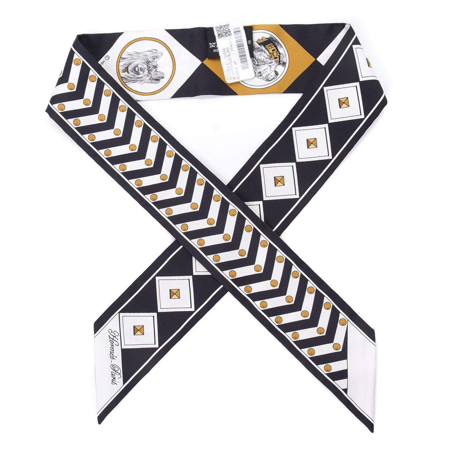 Silk Colliers Et Chiens Twilly Black Gold White