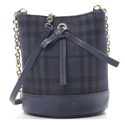 Burberry Overdyed Canvas Horseferry Check Baby Bucket Bag Blue Carbon 1 of 13