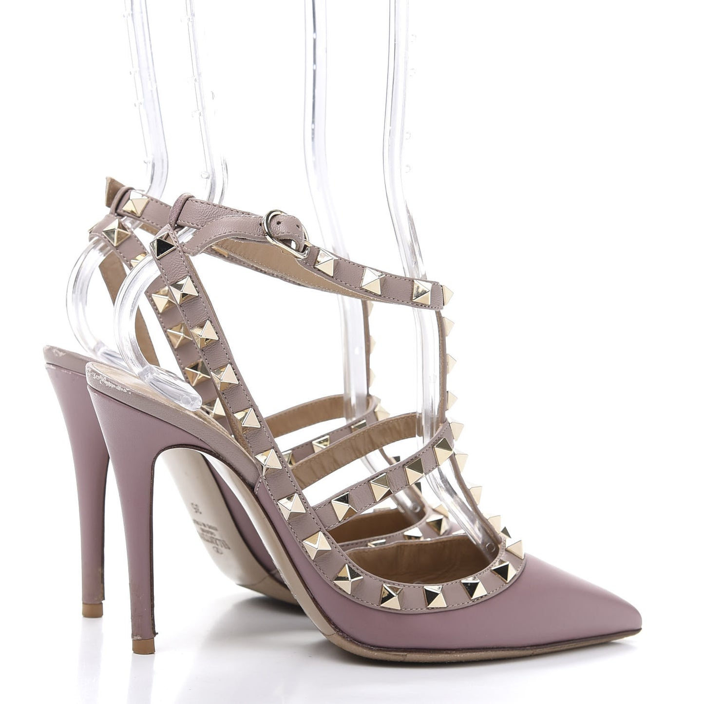 Nappa Rockstud Ankle Strap Pumps 35 Dark Mauve Poudre