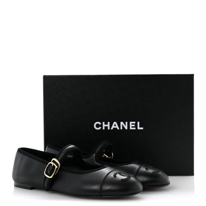 Chanel Lambskin Mary Jane Flats 38.5 Black 10 of 10