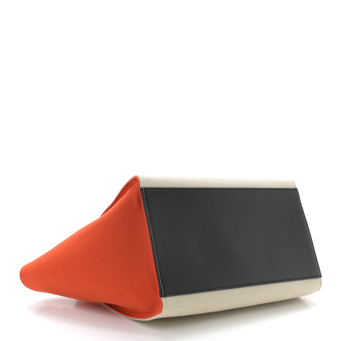 Smooth Calfskin Linen Small Tri-Color Trapeze Orange